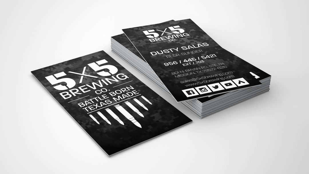 5x5 brewing co business cards